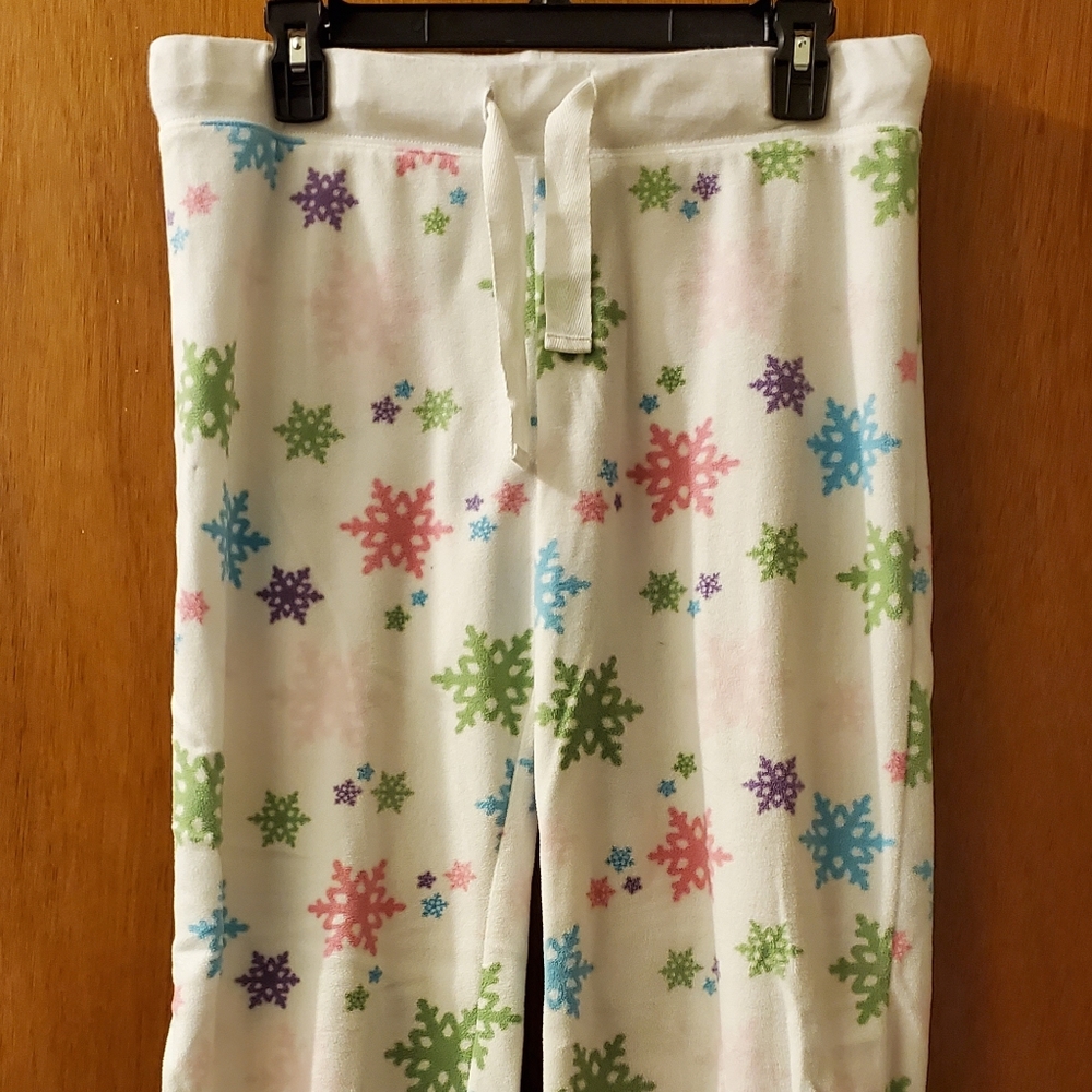 SALE Fleece colorful snowflake pajama pants